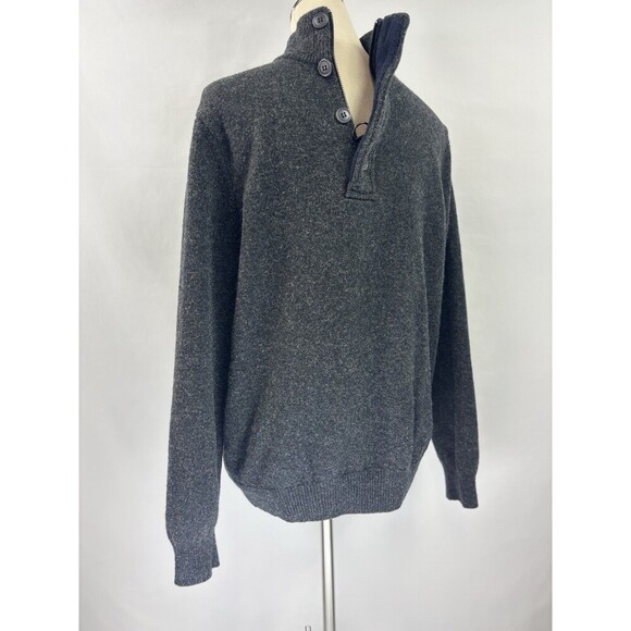 Barbour Wool Quarter Zip Sweater Dark Grey Large Zipper Long Sleeve Pullover - Picture 9 of 9